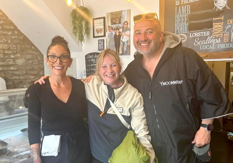 Joanna and Wynne pictured with Rib & Oyster staff member Sarah-Jane.