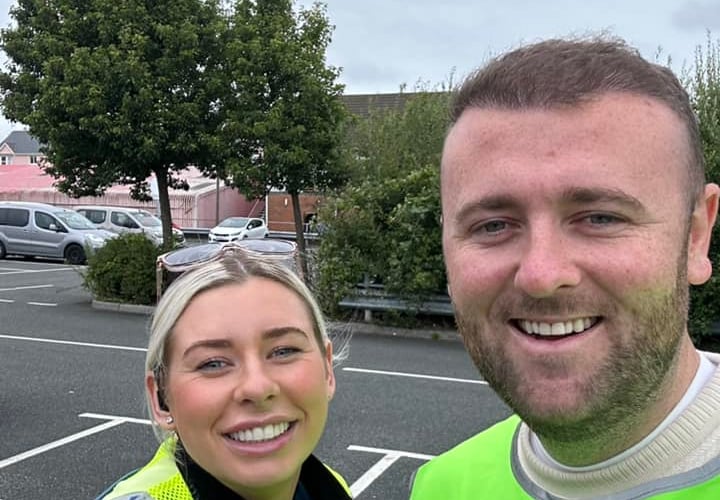 Councillor Josh Beynon with PCSO Ella Bland during the litter pick in Pembroke Dock on Tuesday, August 13.