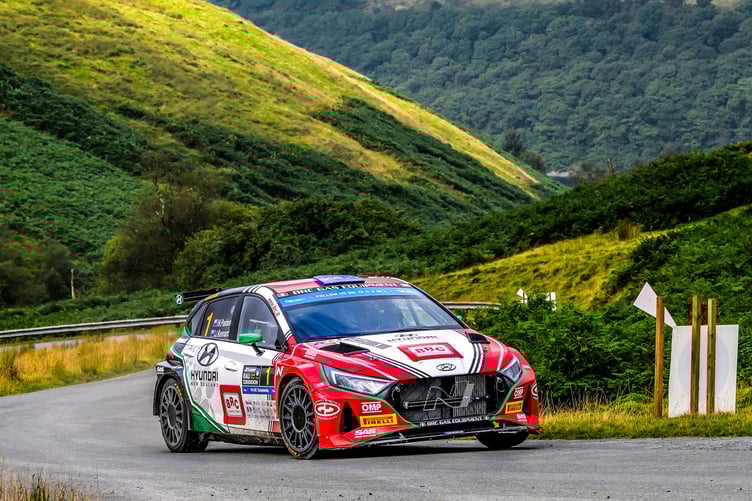 Rally leader Hayden Paddon on Saturday