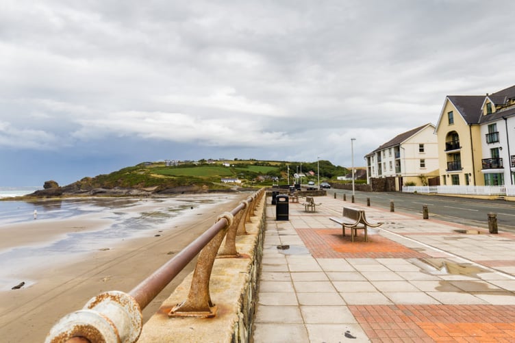 Skyline of Broad Haven on the coast of Pembrokeshire, in Wales, UK