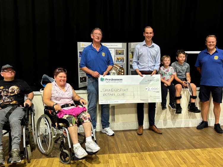 Saundersfoot Rotary Club has been awarded a £2,000 cheque as one of the latest recipients of Persimmon Homes West Wales' Community Champions initiative.