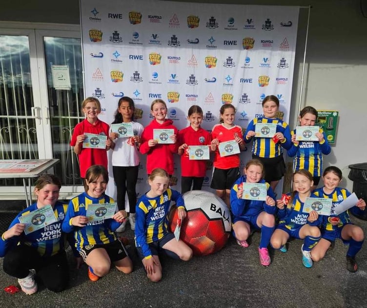 Just some of the 34 pupils from Stepaside School who had fun playing Fair Trade football