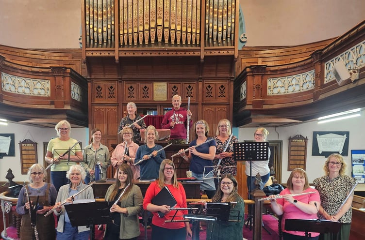 Cleddau Flute Choir in rehearsal