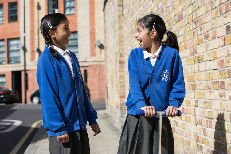 Photoshoot at a Tower Hamlets school during Big Pedal 2021