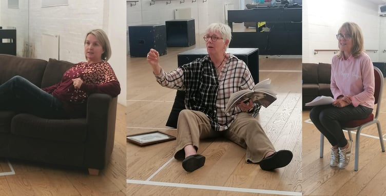 Janine, Carol and Margaret practising Alan Bennett’s Talking Heads