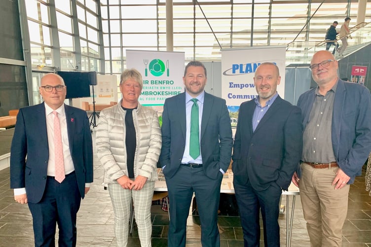 Sponsored by local Senedd Member Samuel Kurtz, PLANED was one of ten organisations from across Wales who successfully bid for the opportunity to have a promotional stand for the day in the main public area of the Senedd Building. Pictured are Paul Davies MS; Sue Latham, PLANED; Samuel Kurtz MS; Iwan Thomas, PLANED; John Ewart, PLANED