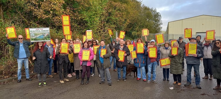 Protesters at a quarry site visit by Carmarthenshire Council\'s planning committee on October 22 (pic by Sean Kirwan and free for use for all BBC wire partners)