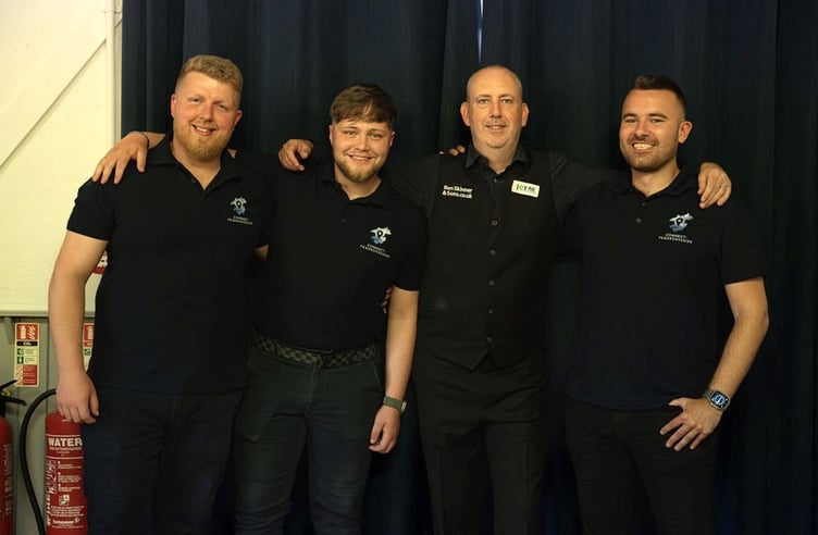 Snooker ace Mark Williams with the Connect: Pembrokeshire team - Boden Llewellyn, Zak McCann and Dan Metcalf (Pic: Moonbeam Media Wales)