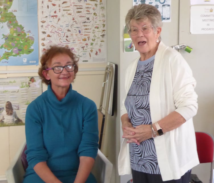 Tenby Observer Marketing Advisor Carolyn Cox with Tenby Friendship Club chair Ann Elms.