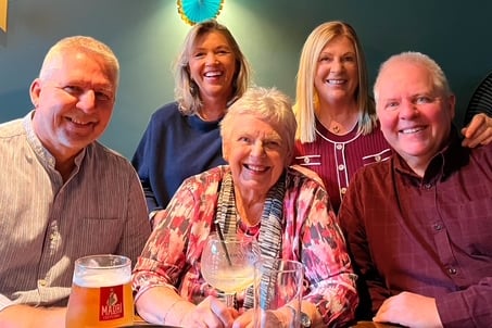 Tenby’s Mary Smith celebrating her 90th birthday with sons and daughters-in-law (left-right) Stephen and Nicola; Wanda and Ian.