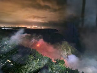 Pembrokeshire grass fire on Halloween caused by fireworks