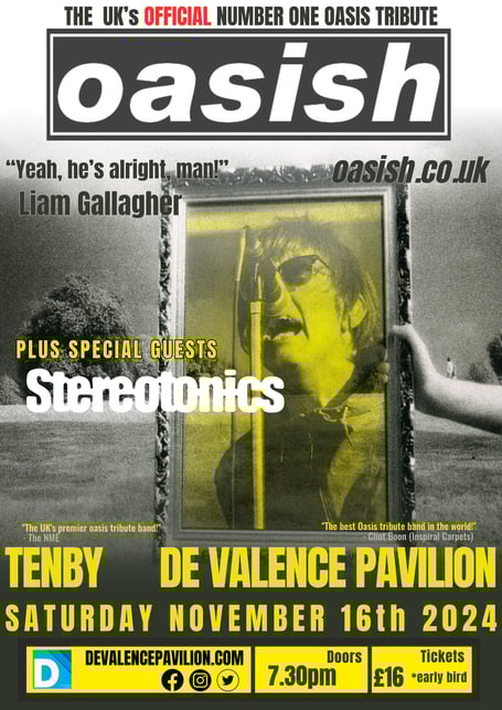 Oasish Vs Stereotonics at the De Valence Tenby - poster