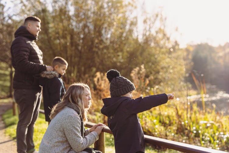 Family at lake