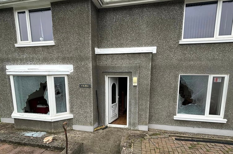 The damage has been caused at a property on the Knowling Mead estate in Tenby.