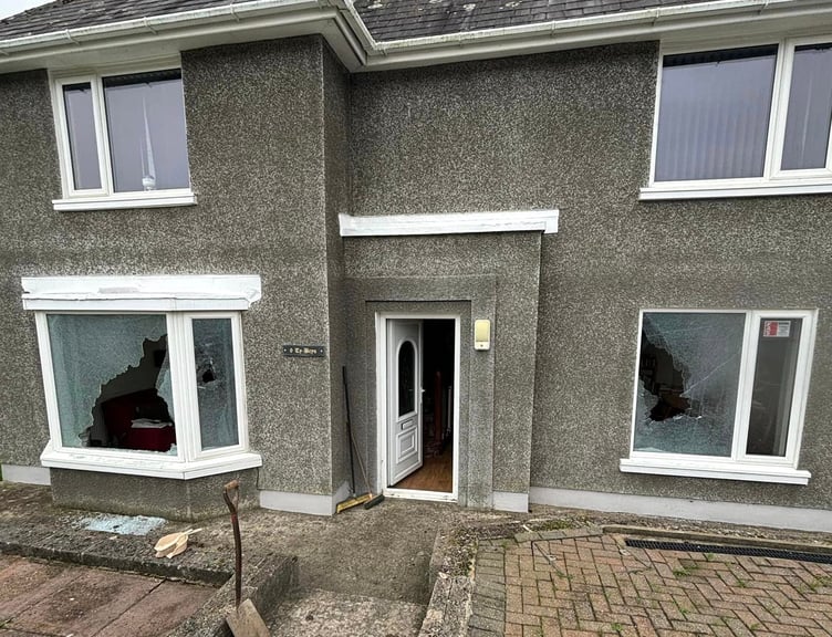 The damage has been caused at a property on the Knowling Mead estate in Tenby.