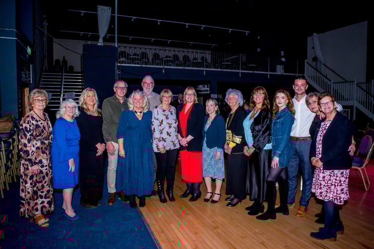 Members of Adam’s Bucketful of Hope, including Chris Evans Thomas who gave the charity presentation and members of the James Criddle Foundation, including Nicole Bevans who collected the Tenby Town Council-sponsored Community Business Award on behalf of the Dennis Café.