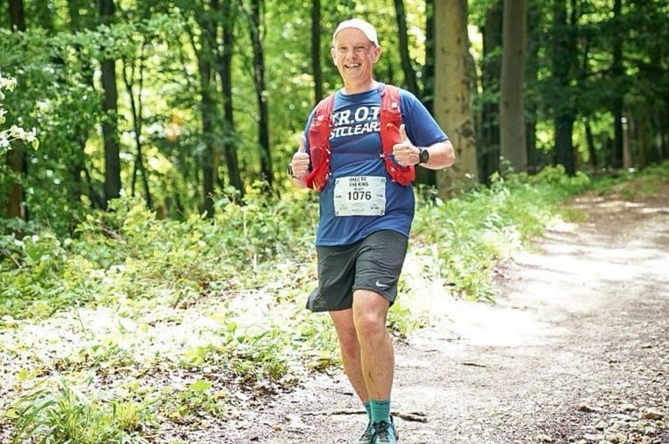 Julian pictured on the challenge which starts and finishes at the iconic Goodwood Racecourse, and follows the path of Kings from ancient coast to sweeping ridges, offering a variety of terrain and stunning landscapes to challenge participants. 