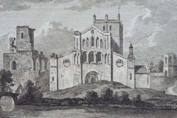 Early print of St David’s Cathedral.