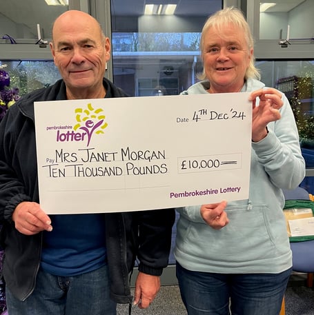 Pembrokeshire Lottery Winner Mrs Janet Morgan, Milford Haven