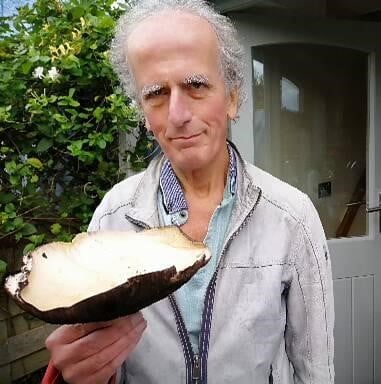 Manorbier author Paul Griffiths with one of his favourite fungi