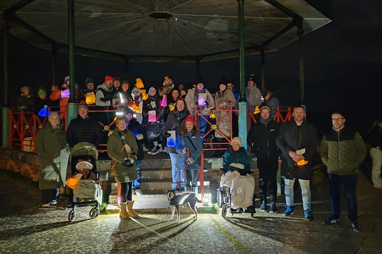 Tenby was lit up with ‘lanterns of love’ for the well attended Starlight Walk in Tenby for Sands, the stillbirth and neonatal death charity. Organiser Hayley Vallance thanks everyone who registered and donated and St Johns church for the refreshments.