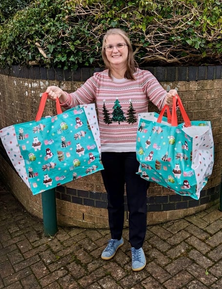 Vikki Phillips delivering hampers to families supported by Action for Children in Pembrokeshire