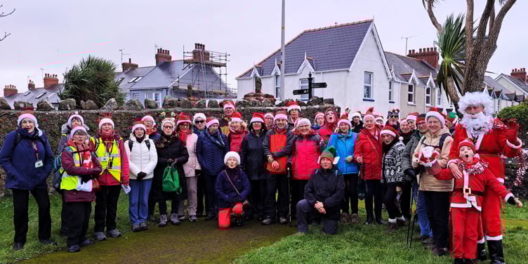 Steps2Health walkers on their Santa Walk in Tenby on December 21, 2024