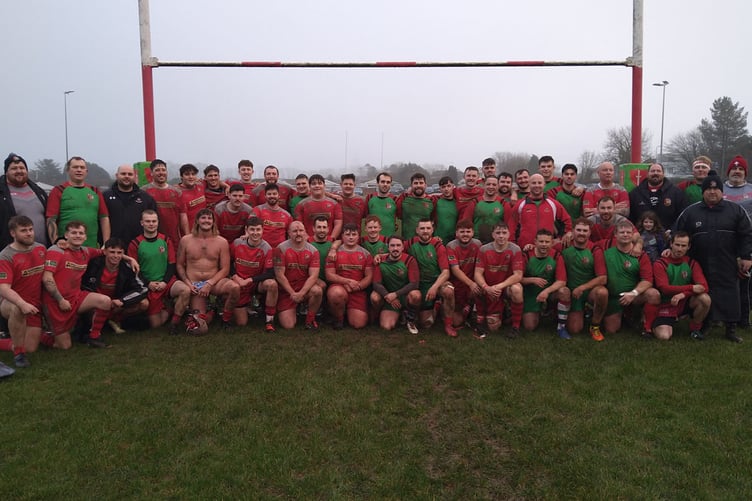 Both teams celebrate after a great match