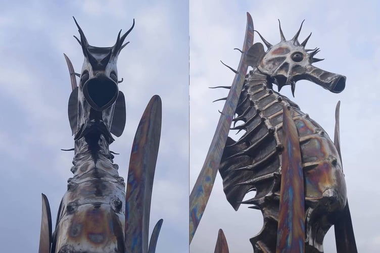 The five metre seahorse sculpture by Gideon Petersen