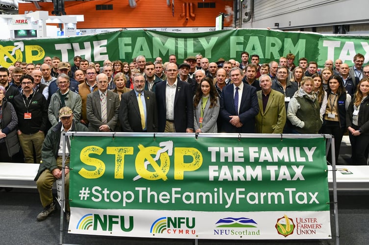 NFU Cymru LAMMA2 – NFU President Tom Bradshaw and NFU Cymru President Aled Jones with organisations gathered at LAMMA (Picture credit Simon Hadley
