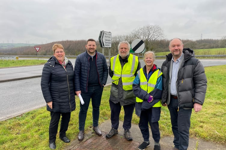 “In this case, traffic travelling Westward towards Pembroke at speed have no turn off lane before having to slow down to virtually a standstill to make the narrow sharp lefthand turn off the A477 to Red Roses. 