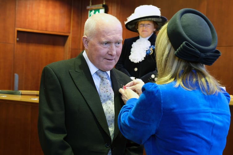 Mr Paul Lucas received his insignia from His Majesty’s Lord-Lieutenant of Dyfed, Miss Sara Edwards, at a special ceremony at County Hall, Haverfordwest, on Monday, January 20. 