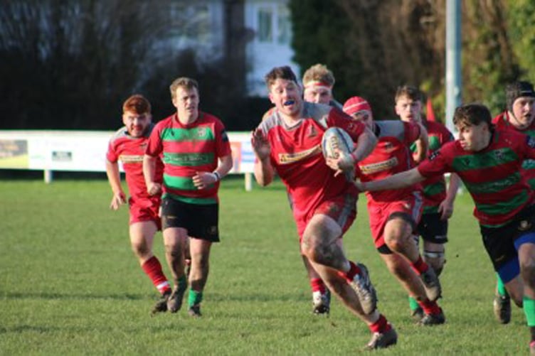 No 8 David Rogers about to score his second try