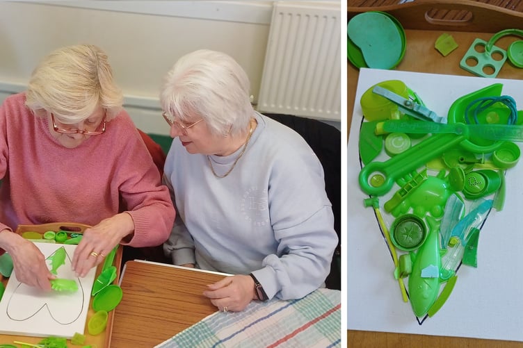 The group at New Hedges Village Hall Coffee Morning got involved in creating a green heart made from plastics found on the beach. See if you can spot it in one of the shop windows in Saundersfoot over half term!