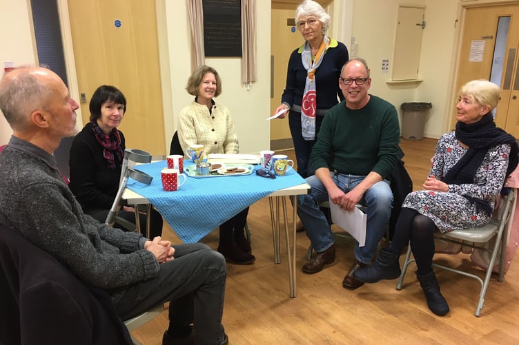 Tenby’s Paragon Garden volunteers Giles, Katherine, Sarah, Liz and Jim were welcomed to the Trefoil Guild February meeting