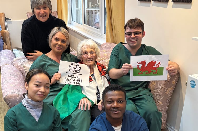 Staff, residents and families of Pen-Coed Care Home in Saundersfoot celebrated Welsh Language Music Day