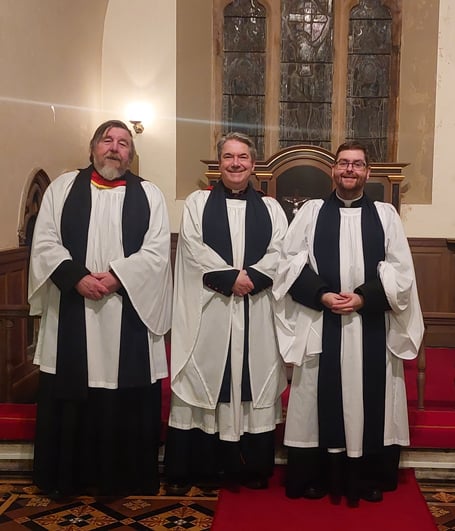 Penally vicar Father Paul Boyle with Llandaff Cathedral Dean V Rev’d Dr Jason Bray and LMA Dean Rev’d Steve Brett