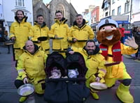 WATCH: Fundraisers join in with Tenby's pancake race for the RNLI