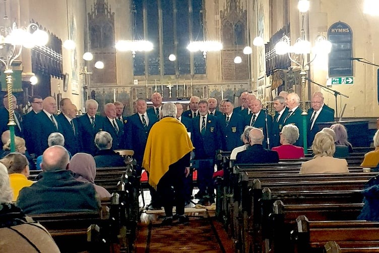 A concert at Monkton Priory Church, organised by the Pembroke Ladies Lifeboat Guild, featured the amazing Pembroke & District Male voice choir with Morrell Ryan. The £255 raised will buy the RNLI a Lifeguard’s special wetsuit. Photo: Lynn Lewsley