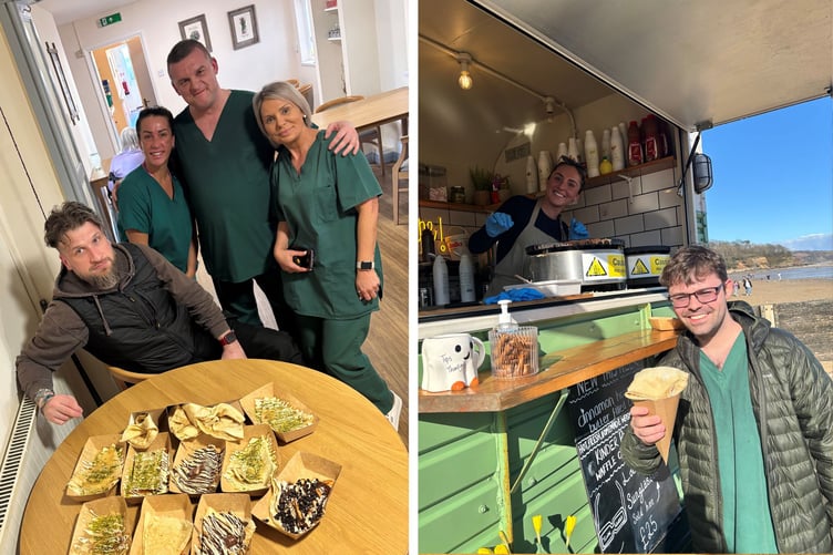 Staff and residents at Pencoed Care Home had a treat on National Pancake Day, February 28, with delicious filled Crêpes from Crêp Da on the beach in Saundersfoot. The sun was shining and everyone was happy.