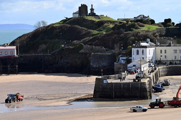Sand is being removed from the mouth of the Harbour and deposited at the north end of the beach.