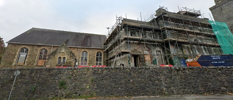 An application to convert the school building next to Haverfordwest’s Wesleyan Chapel has been lodged with Pembrokeshire planners. Picture: Google Street View.