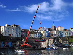 Tenby harbour boat lift marks holiday season start for seaside town