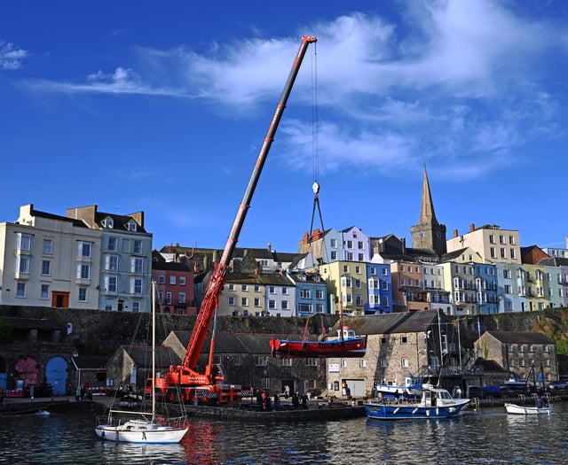 Tenby harbour boat lift marks holiday season start for seaside town