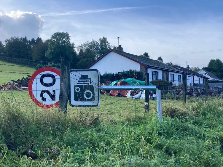 A vandalised 20mph sign in Cribyn, Wales