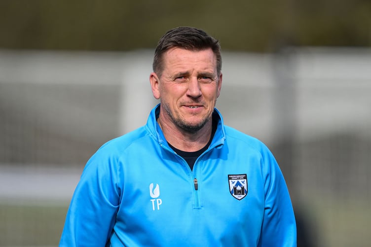 OSWESTRY, WALES - 08 MARCH 2025: Tony Pennock Manager of Haverfordwest County after the 2024/25 JD Cymru Premier fixture between The New Saints v Haverfordwest County at Park Hall, Oswestry, Wales (Pic by Craig Thomas/FAW)