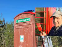 Resident's phone box makeover - which now houses lifesaving defib
