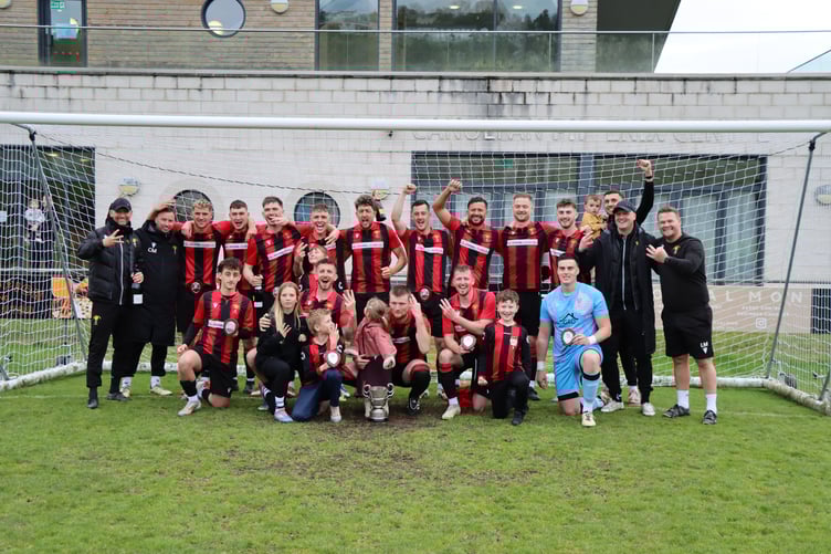 Champions Goodwick United celebrate another unbeaten season (Photo: AJB Sporting Pics)