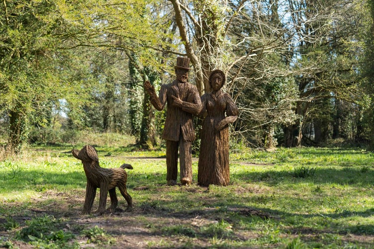 The new willow sculptures at Stackpole - front view