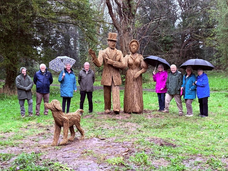PNTA committee members with the willow sculptures at Stackpole NT